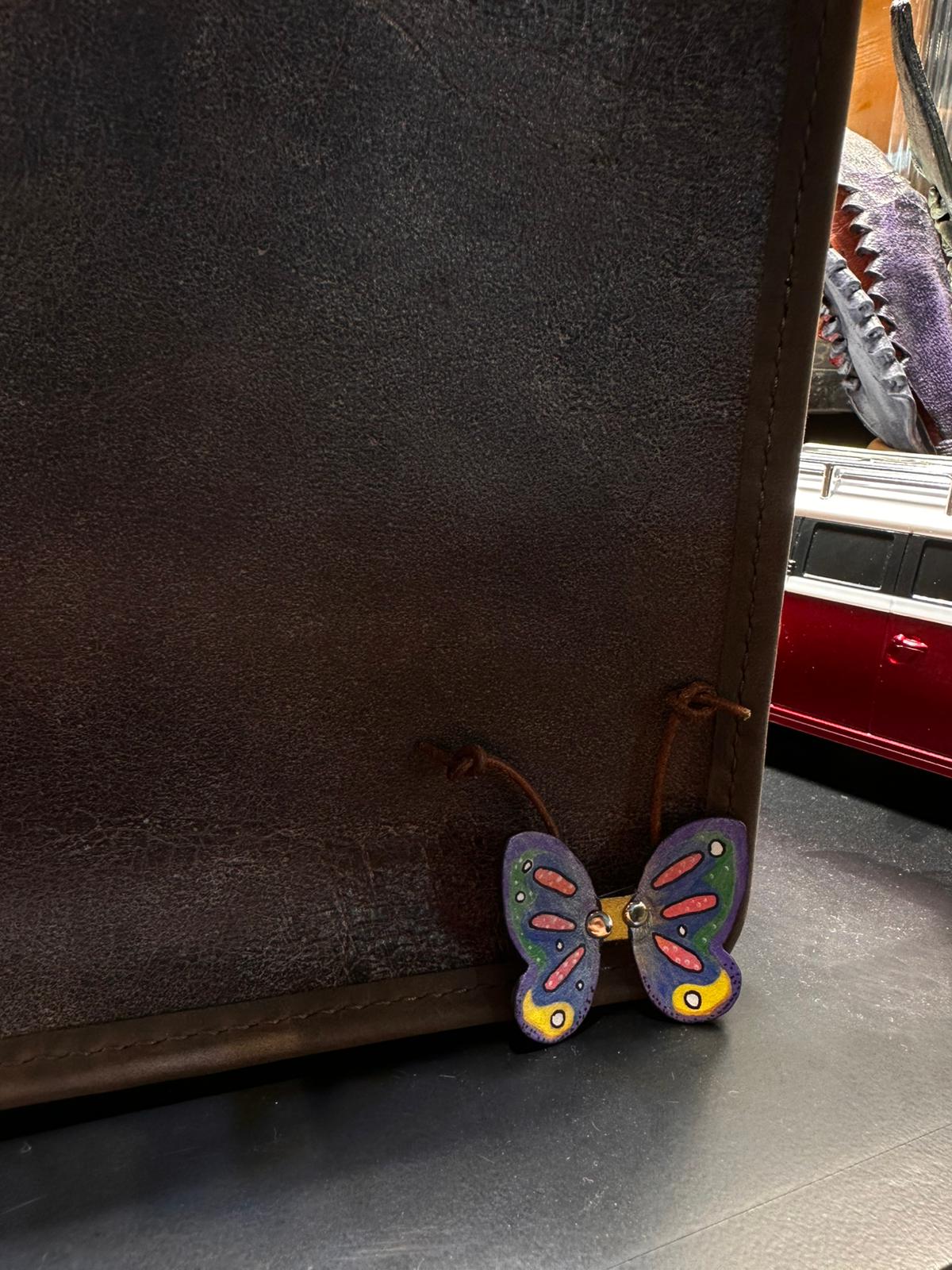 🦋 Hand-Painted Leather Butterfly Brooch